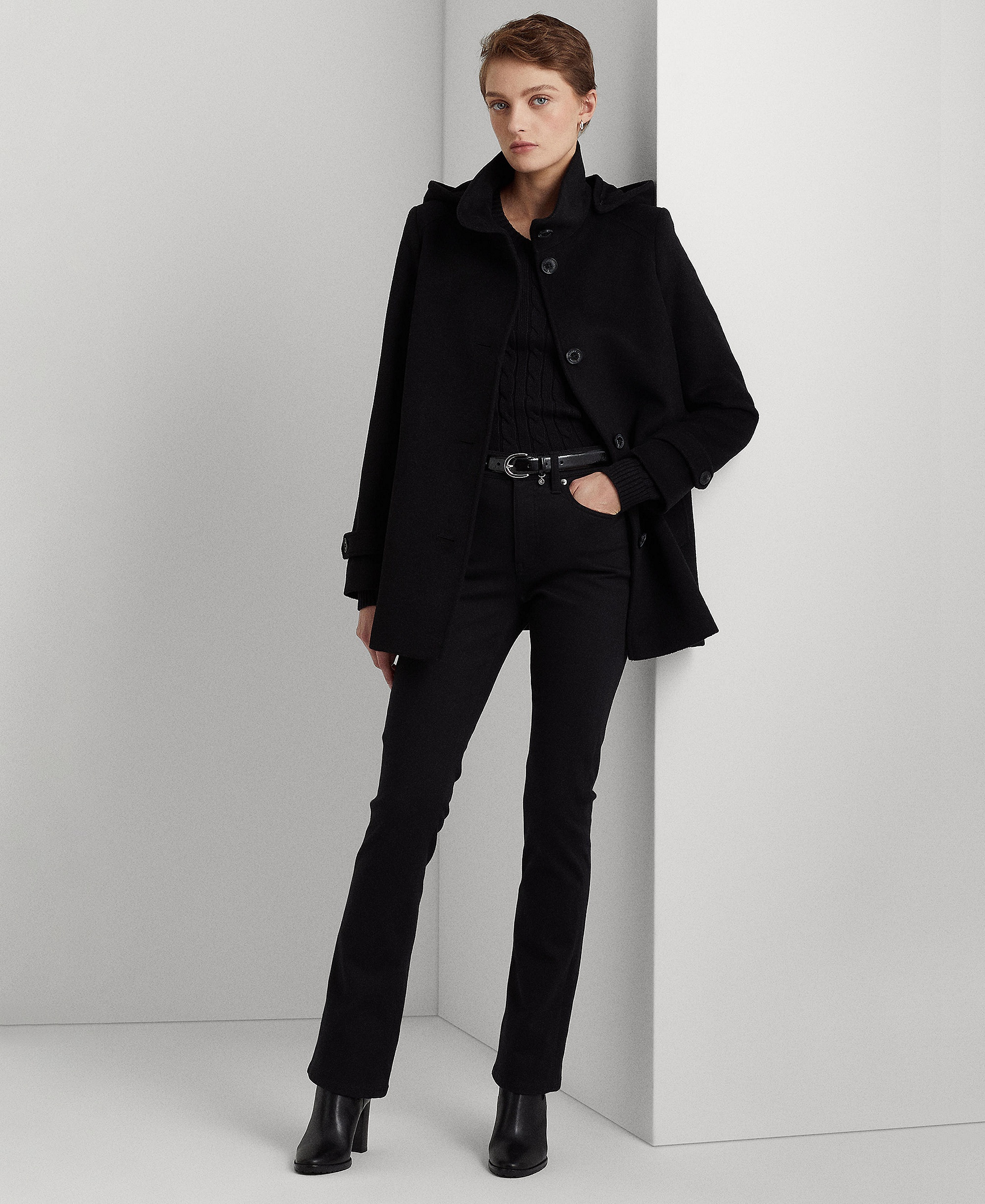 Lauren Ralph Lauren Women's Icon Hooded A-Line Coat, Created for Macy's - Black
