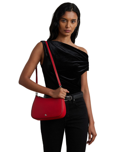 Lauren Ralph Lauren Crosshatch Leather Danni Small Shoulder Handbag - Red