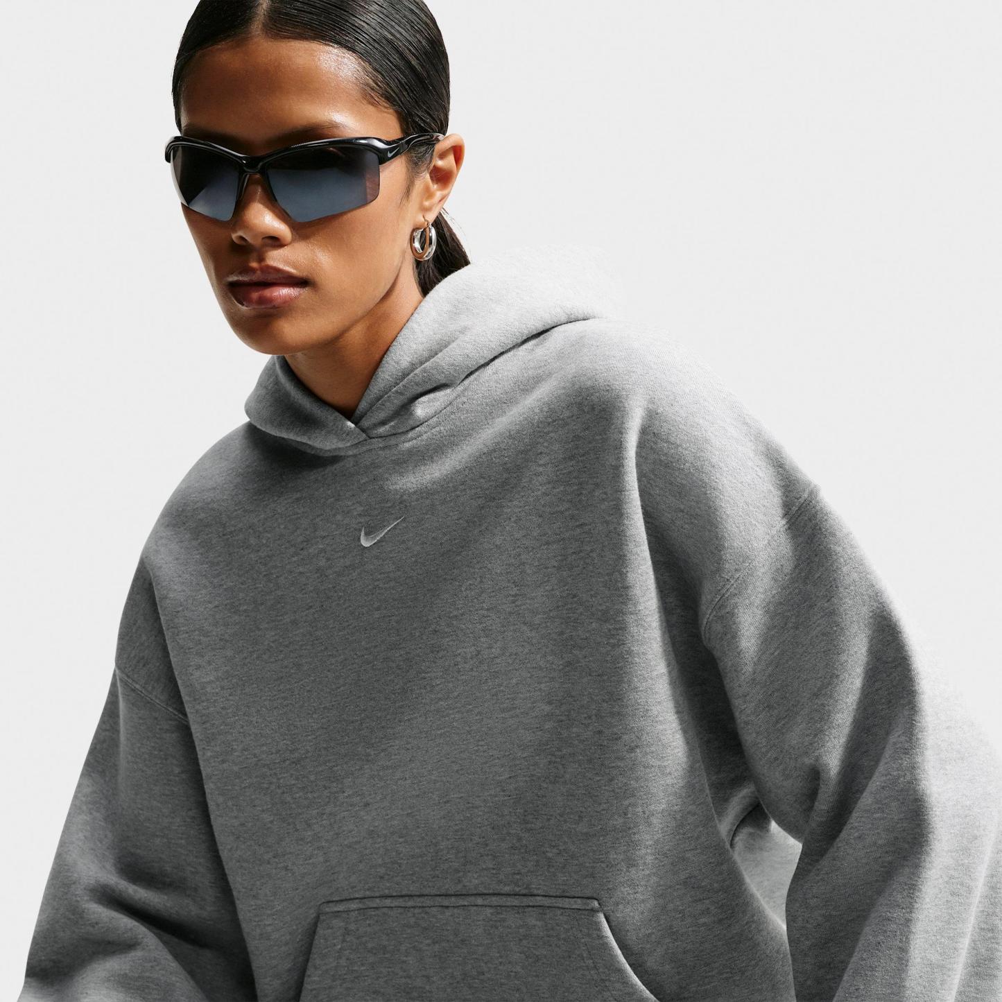 Women's Nithtke Studio Fleece Medium-Weight Camo Oversized Pullover Hoodie - Dark Grey Heather/Sail