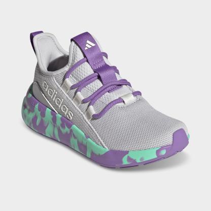 Girls' Little Kids' and Big Kids' adidas Lite Racer Adapt 8.0 Stretch Lace Casual Shoes - Part 1 - Dash Grey/Violet Fusion/Pulse Mint - Both shoes facing left