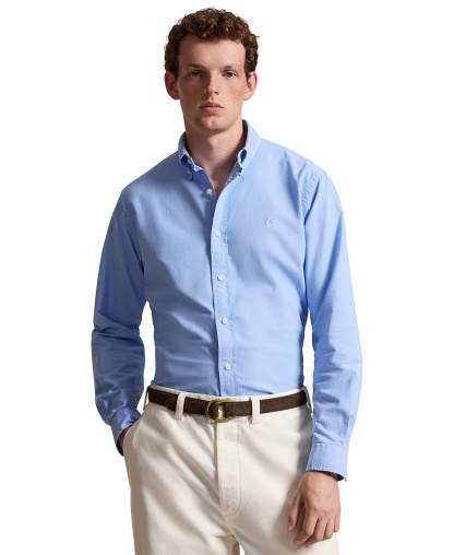 Polo Ralph Lauren Men's Garment-Dyed Oxford Shirt - AUSTIN BLUE W/WHITE PP