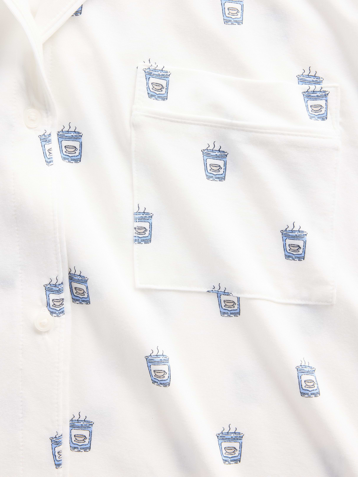 SoftMade Modal PJ Top - Off white coffee cup print