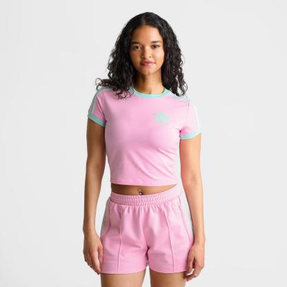 Women's adidas Originals adicolor 3-Stripes Baby T-Shirt - True Pink/Clear Mint - view 3
