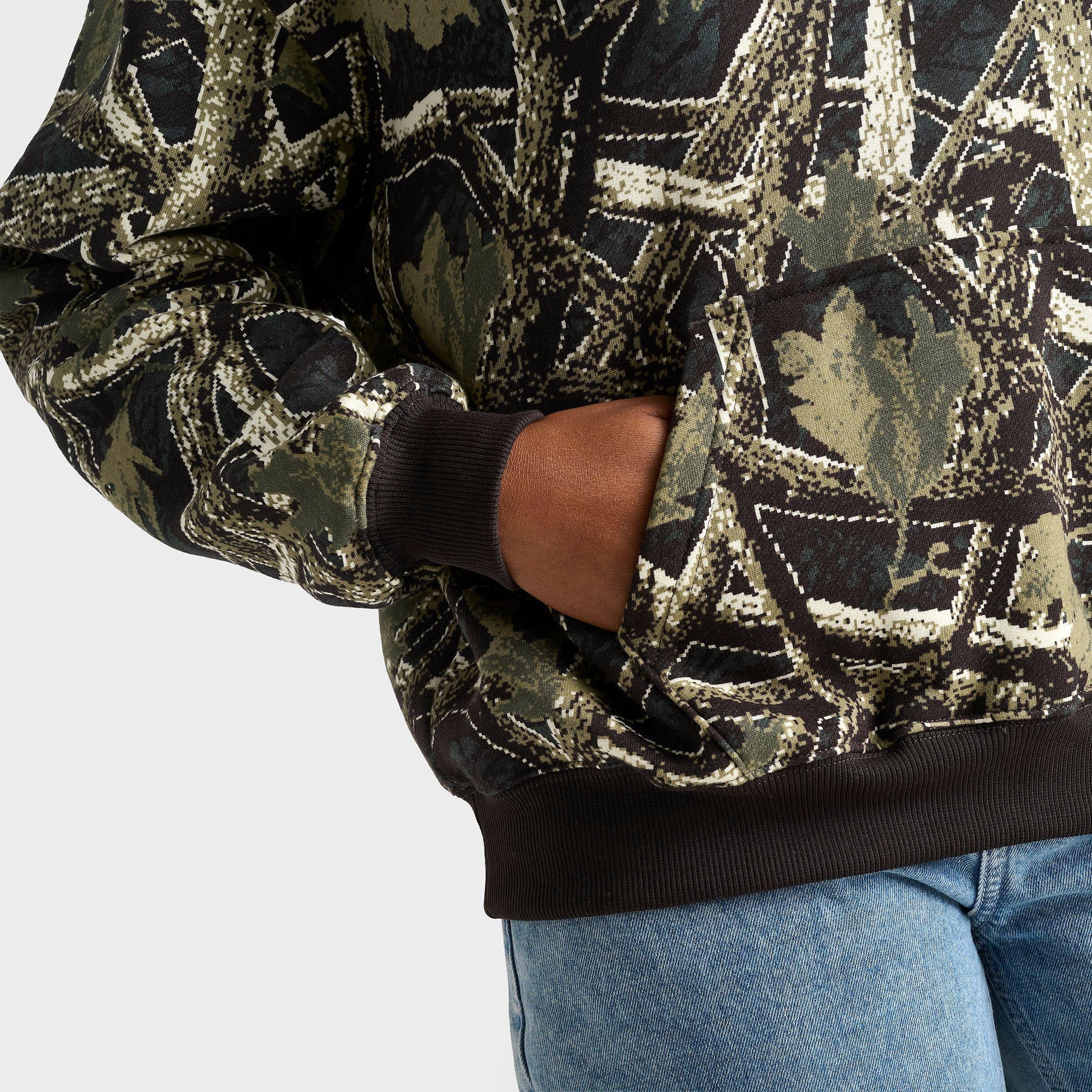 Women's Nithtke Studio Fleece Medium-Weight Camo Oversized Pullover Hoodie - Camo Green/Pink Rise