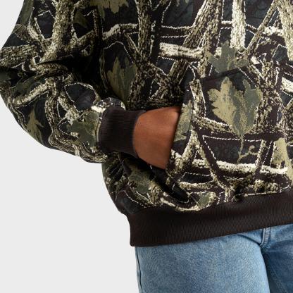 Women's Nithtke Studio Fleece Medium-Weight Camo Oversized Pullover Hoodie - Camo Green/Pink Rise