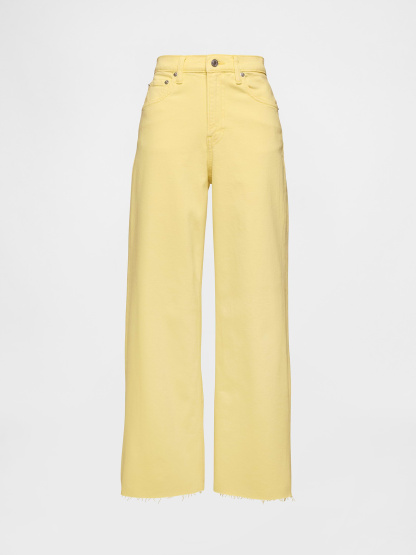High Rise Stride Wide-Leg Ankle Jeans - Lemon drop yellow