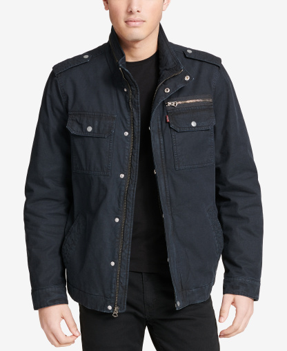Levi's Men's Cotton Zip-Front Jacket - Navy