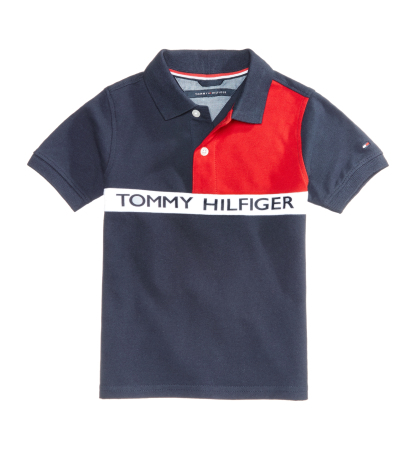 Tommy Hilfiger Boys' 8-20  Logo Graphic Colorblock Polo - Swim Navy