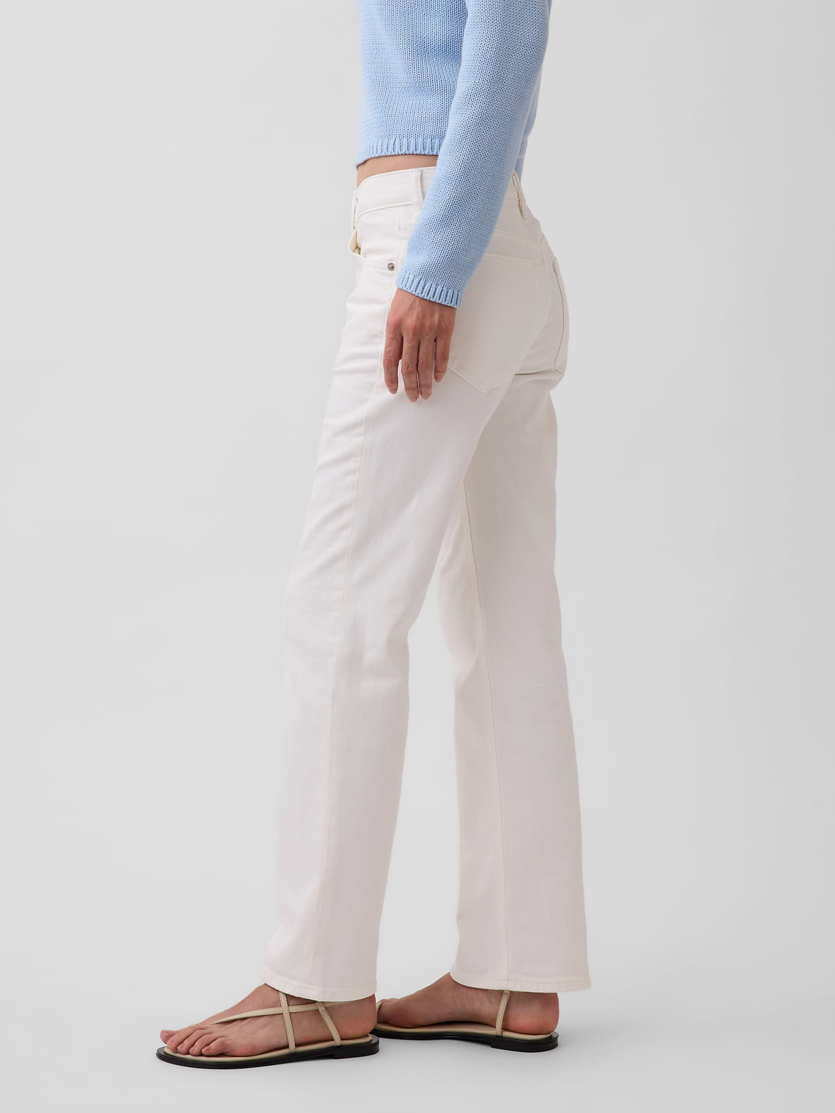 Mid Rise Corduroy Relaxed Straight Pants - Winter white