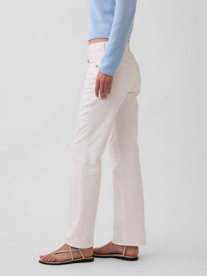 Mid Rise Corduroy Relaxed Straight Pants - Winter white