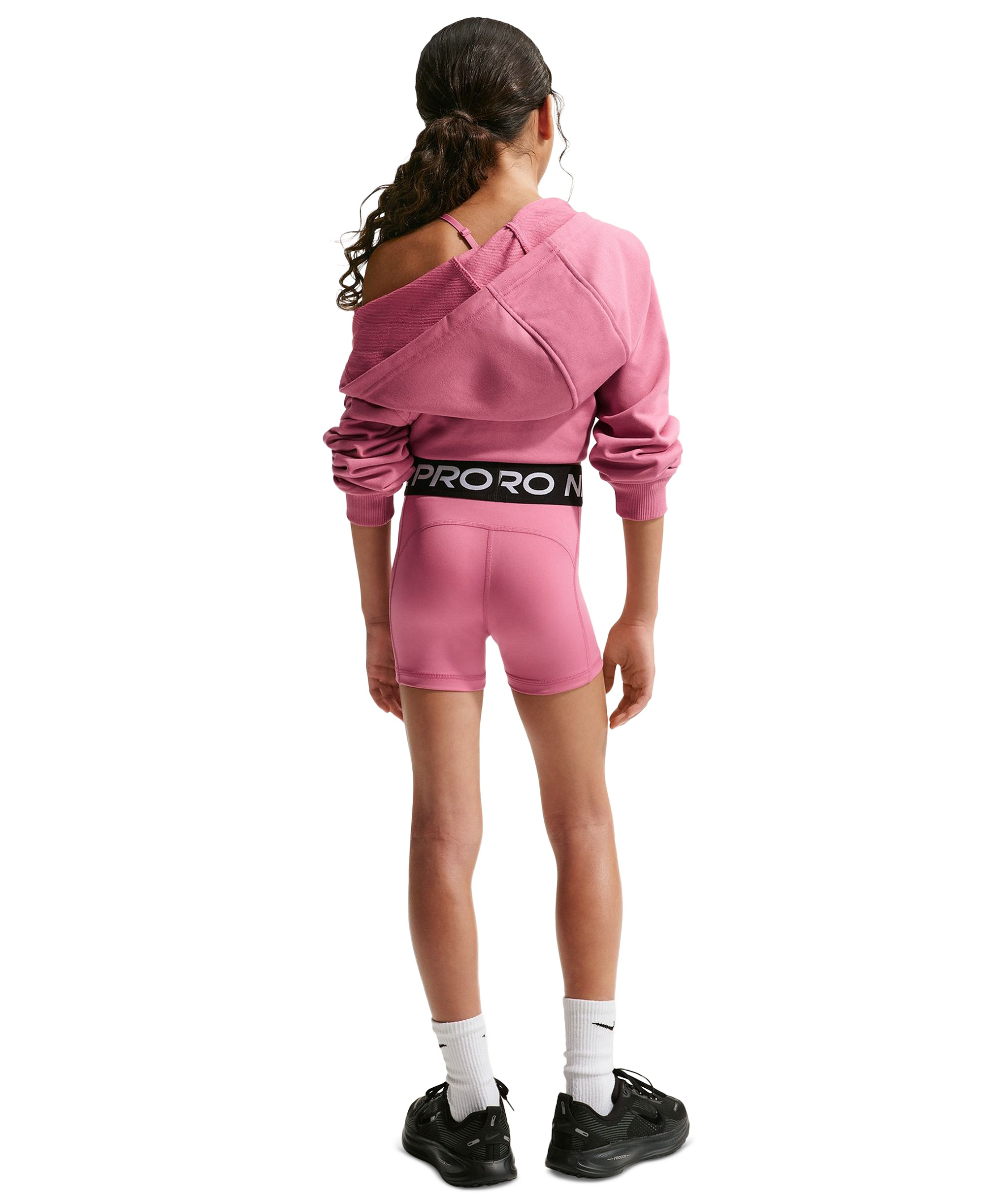 Nike Girls' 7-16 Pro Elastic Waist 3" Shorts - Peony/white