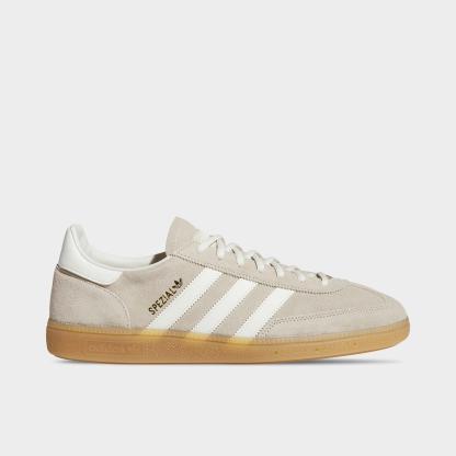 Men's adidas Originals Handball Spezial Casual Shoes - Part 2 - Khaki/Off White/Gum - Left shoe facing left. Outside of the shoe.