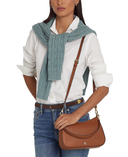 Lauren Ralph Lauren Crosshatch Leather Danni Small Shoulder Handbag - Lauren Tan