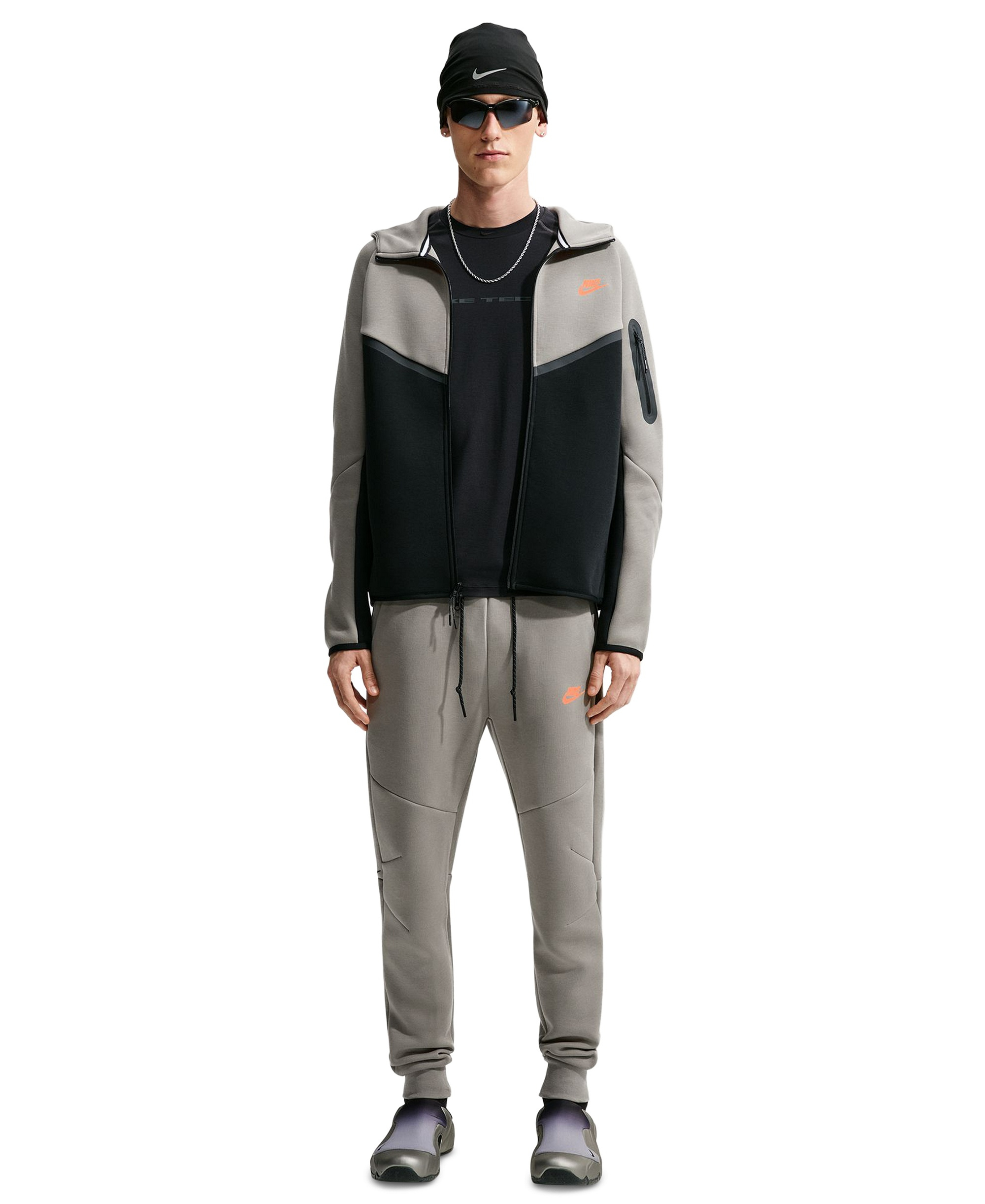 Nike Men's Tech Fleece Full-Zip Hoodie - Light Army/Black/Total Orange