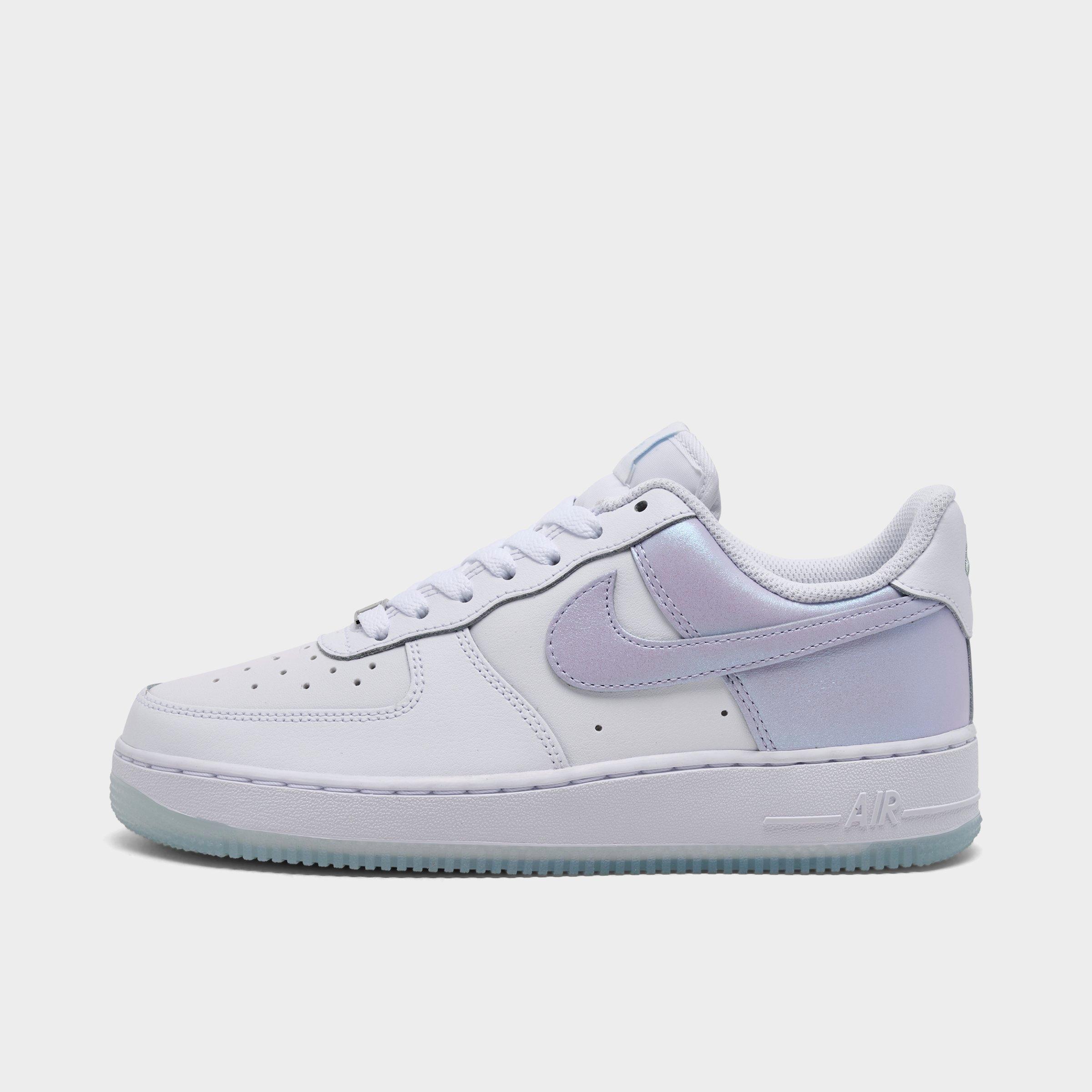 Women's Nithtke Air Force 1 '07 SE Casual Shoes - White/Pure Violet - Left shoe facing left. Outside of the shoe.