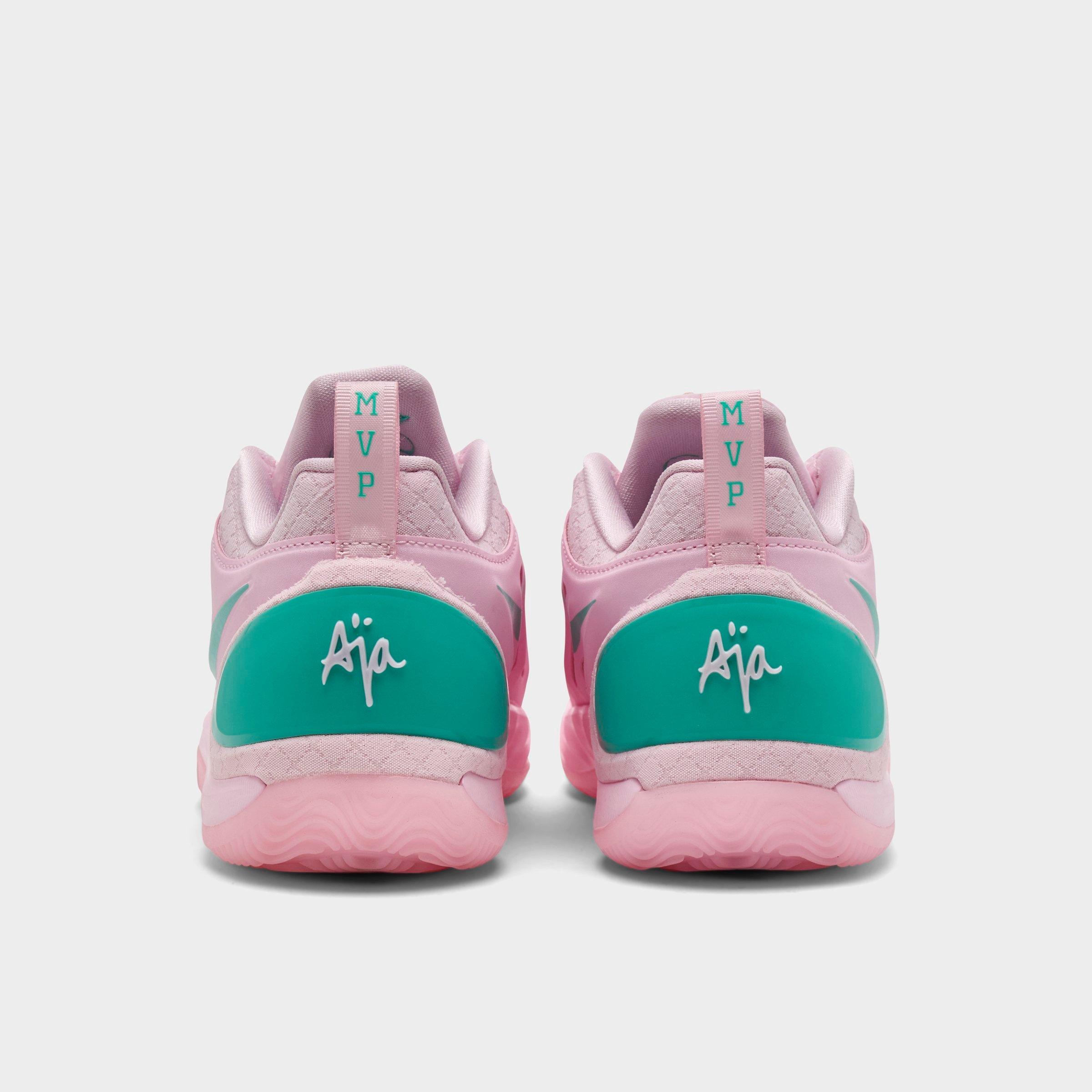 Girls' Big Kids' Nithtke A'Two A'ja Wilson Basketball Shoes - Pink Foam/Light Menta - Back view