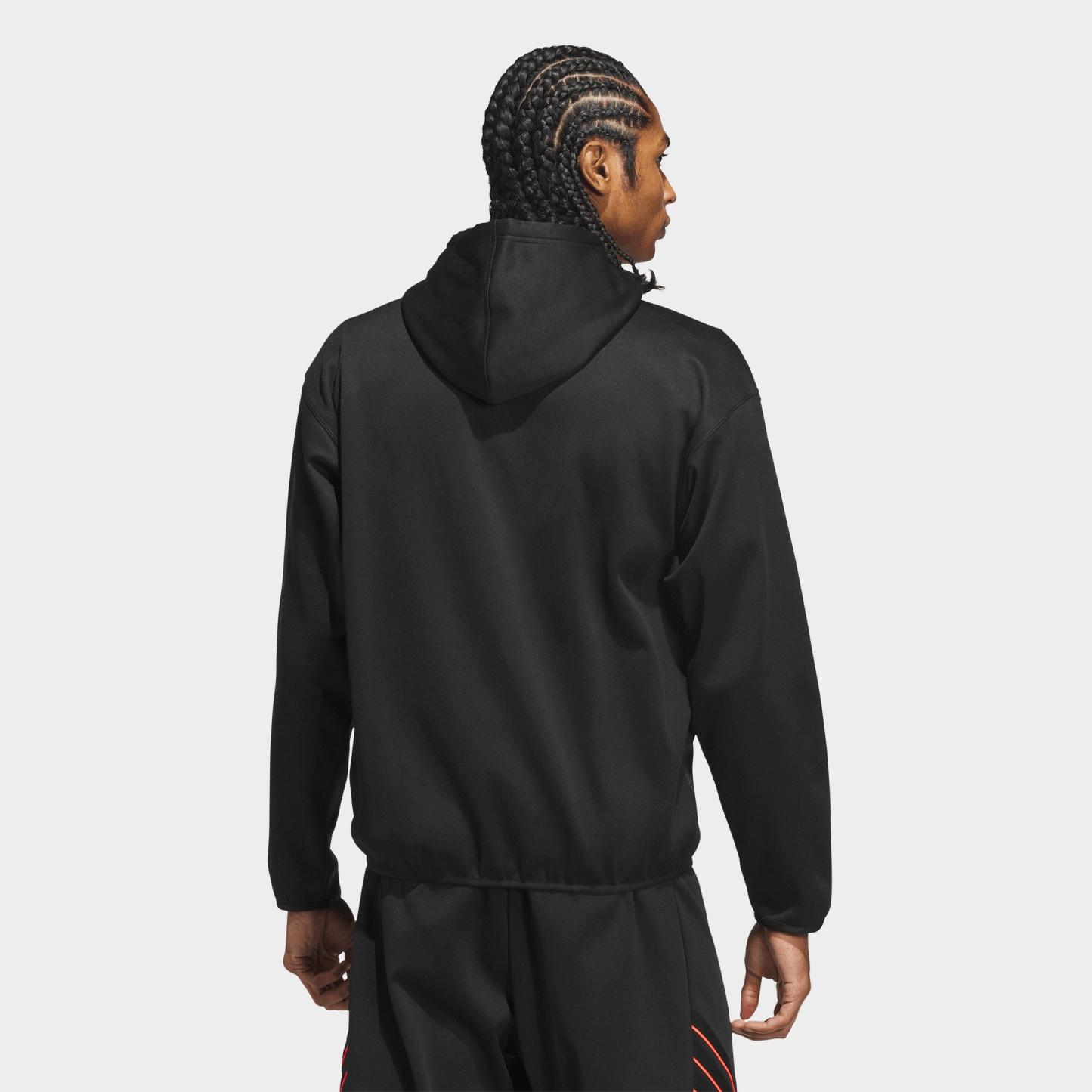 Men's adidas Basketball Crazy Warm Full-Zip Hoodie - Black/Solar Turbo