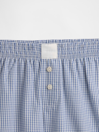 Poplin PJ Boxer Shorts - Navy blue gingham