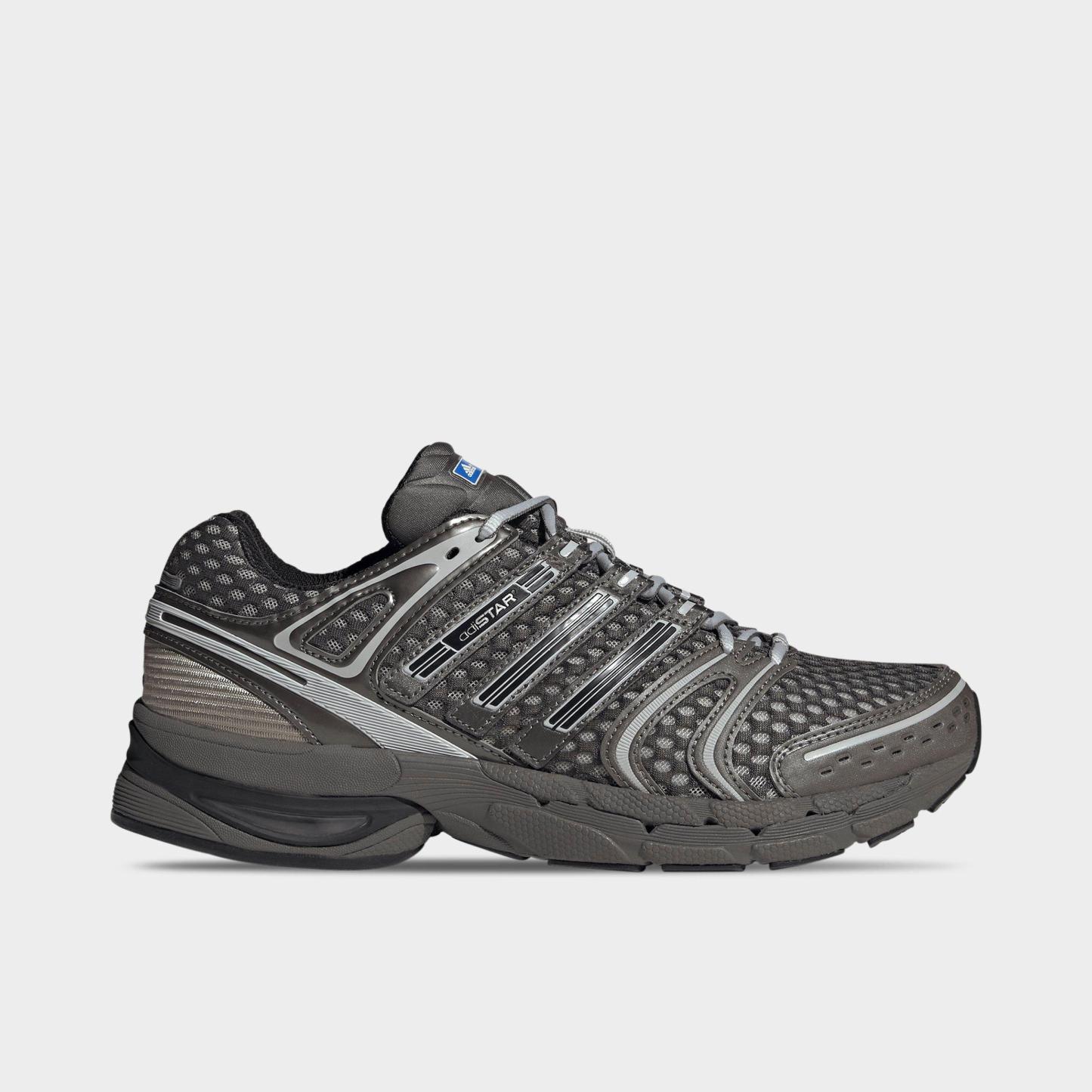 Men's adidas Adistar Control 5 Casual Shoes - Part 1 - Trace Grey Metallic/Core Black/Light Brown - Left shoe facing left. Outside of the shoe.