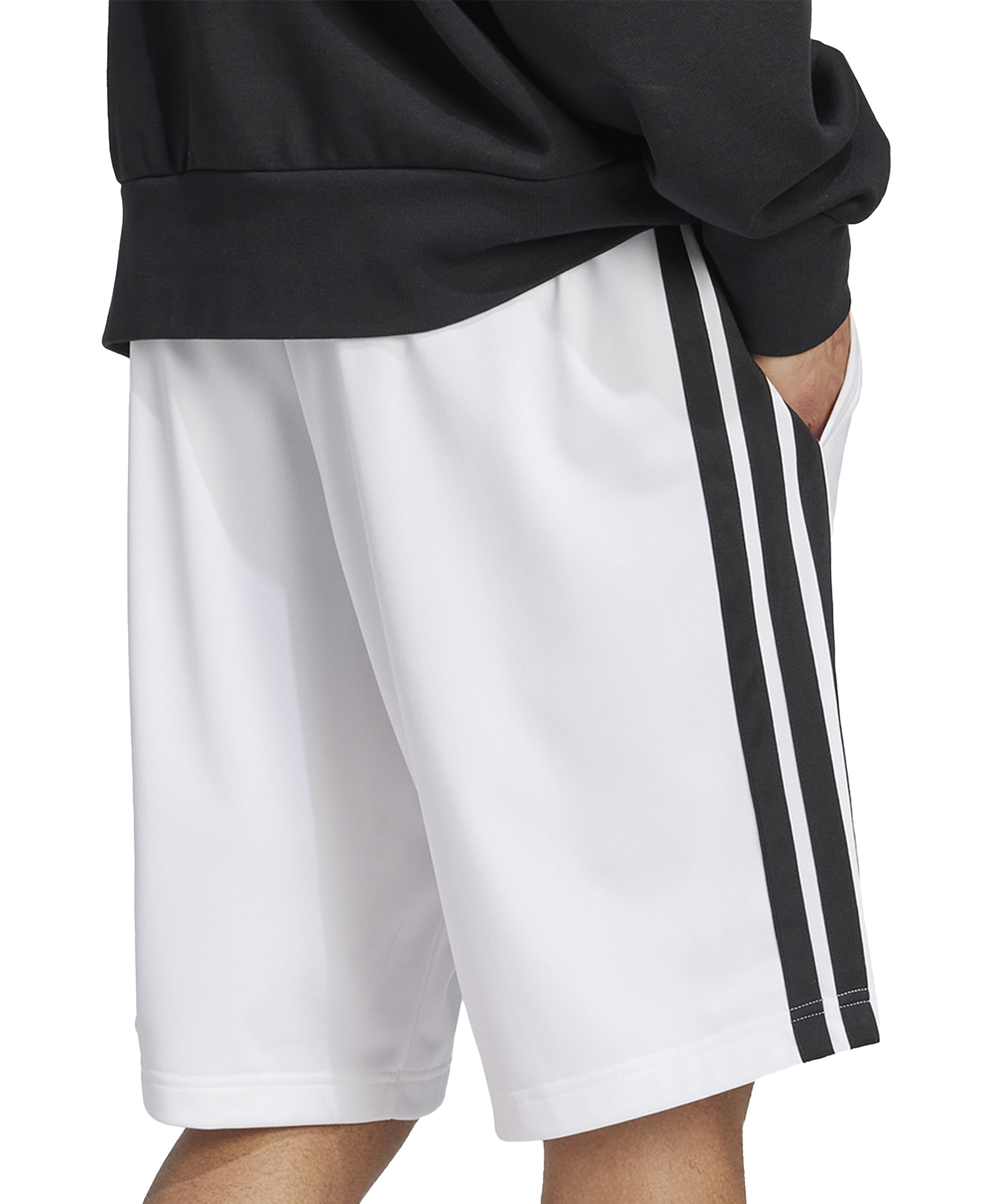 adidas Men's Three-Stripes 10" Tricot Shorts - White/Black