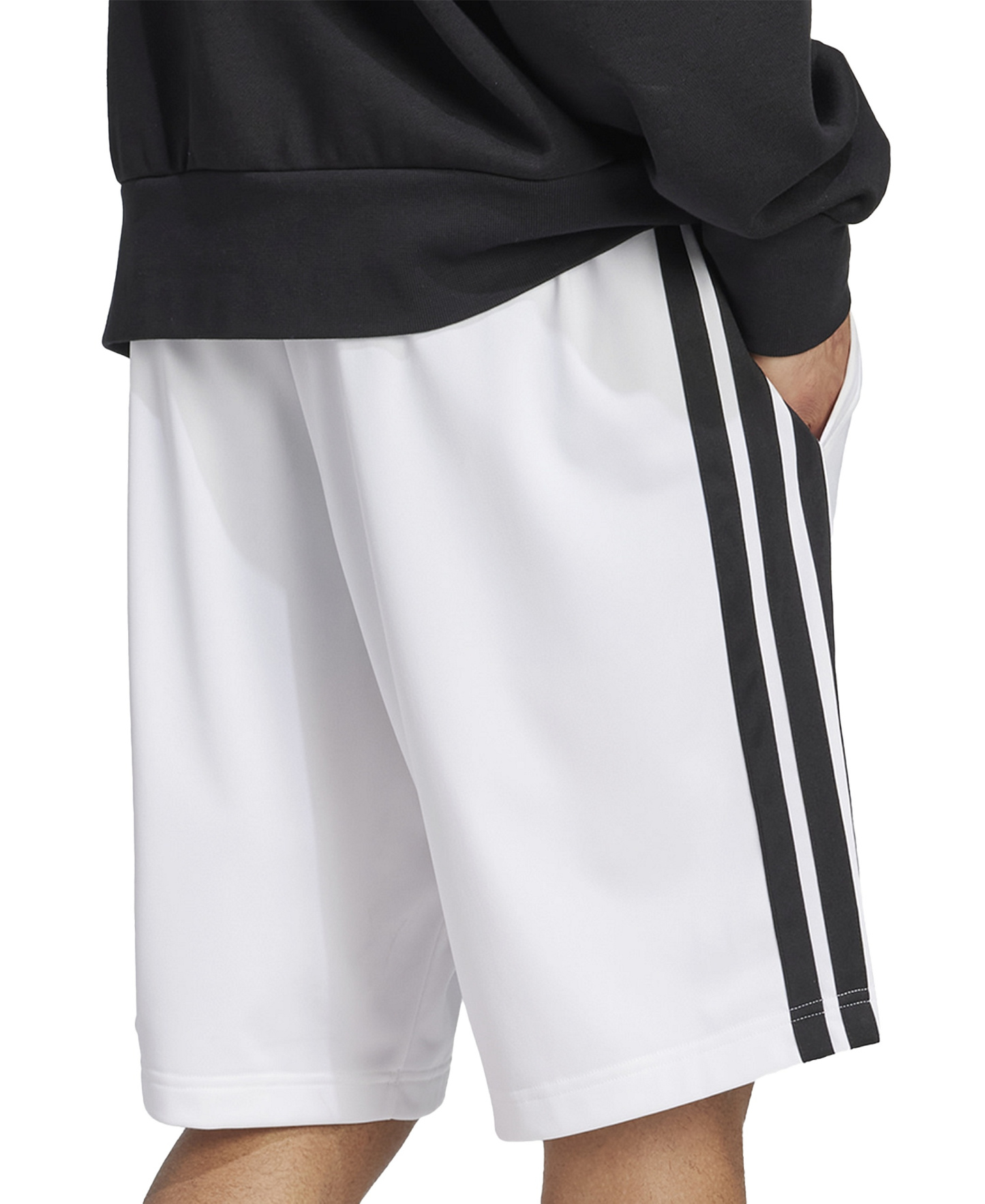 adidas Men's Three-Stripes 10" Tricot Shorts - White/Black