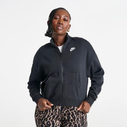 Women's Nike Sportswear Club Fleece Loose Track Jacket - Black/White