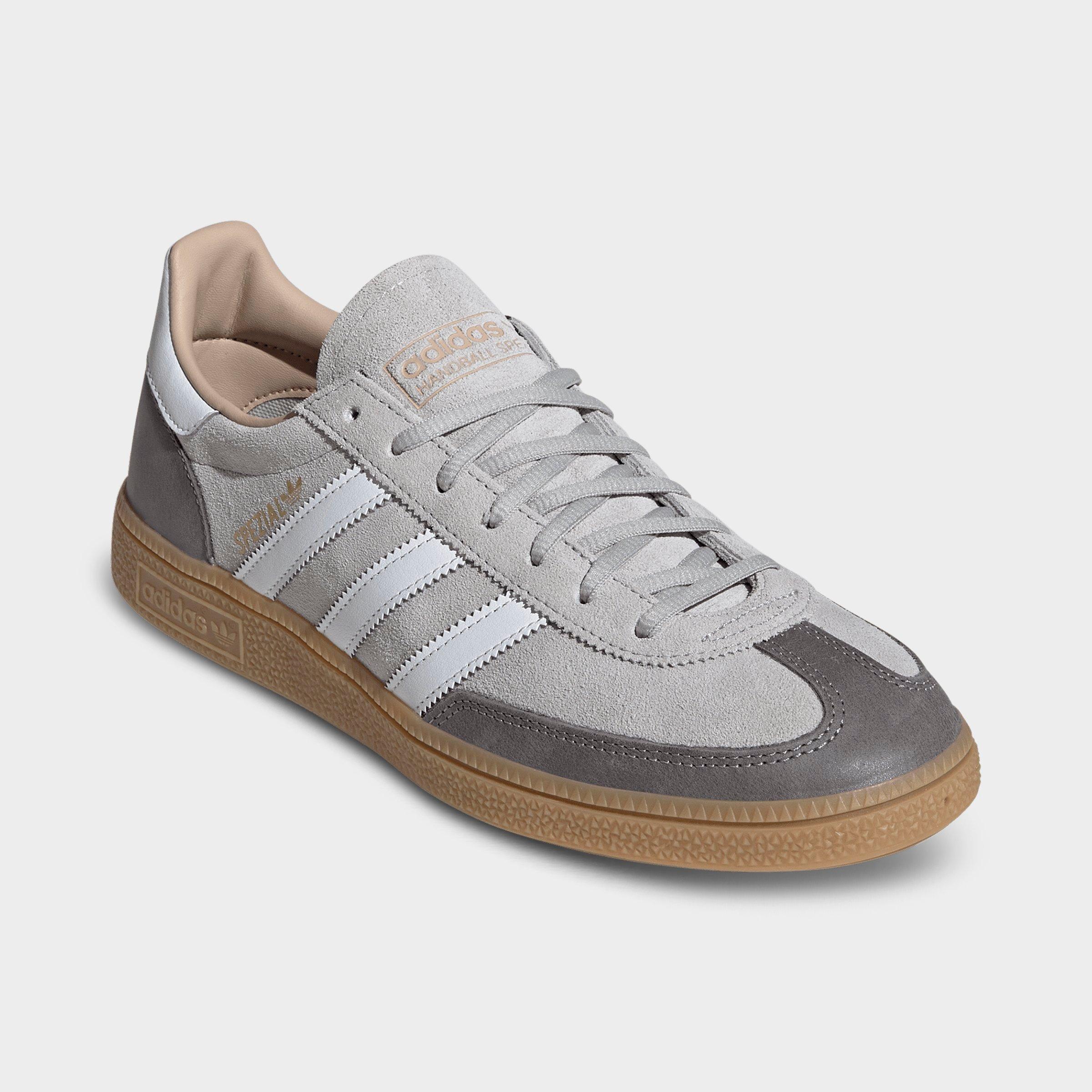 Men's adidas Originals Handball Spezial Casual Shoes - Part 4 - Grey/Cloud White/Gum - Both shoes facing left
