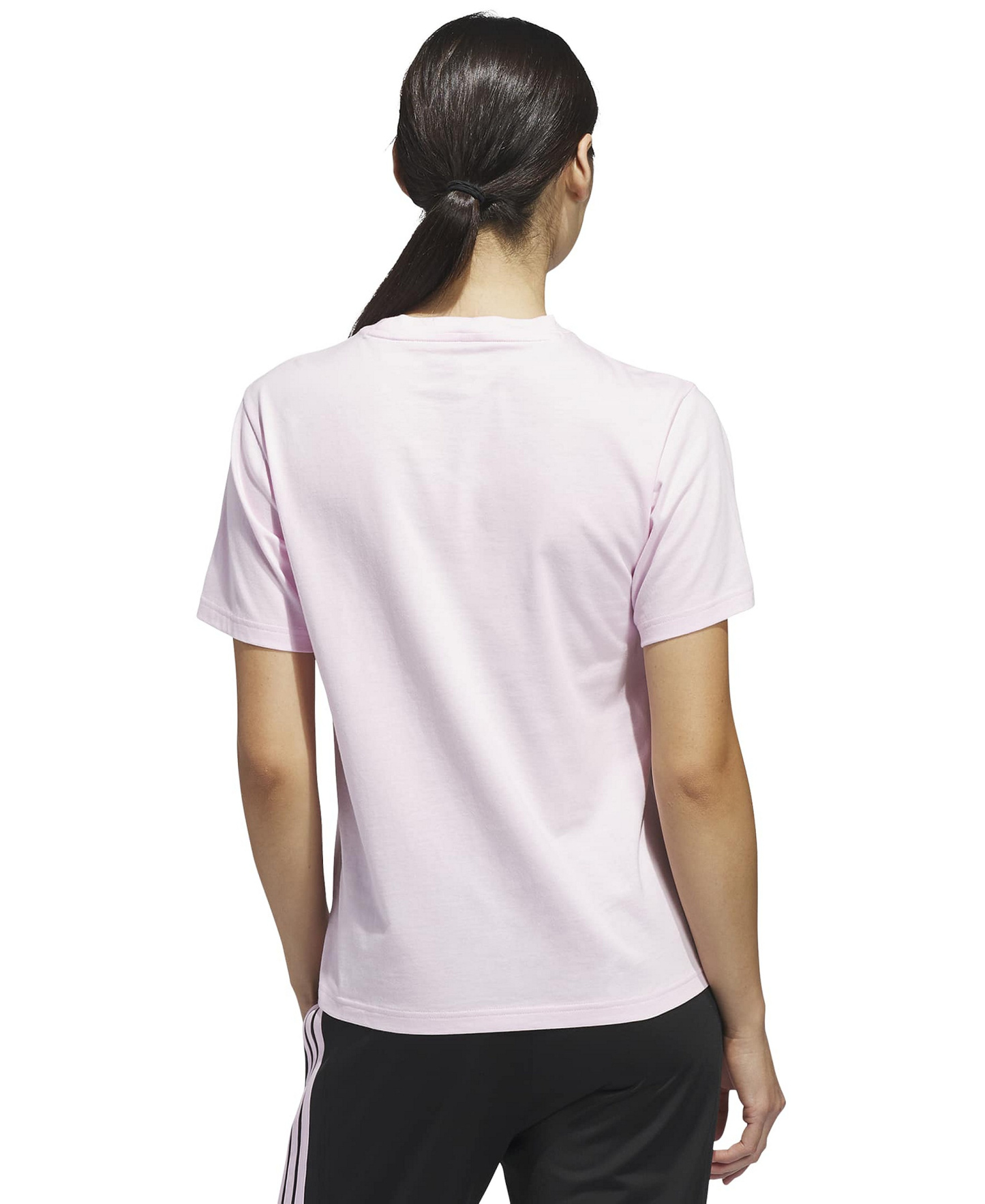 adidas Women's Gingham Big Logo Graphic Crewneck Cotton T-Shirt - Brght Pink