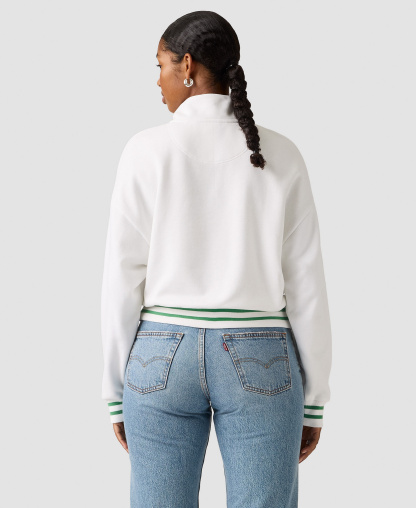 Levi's Women's Crewneck Long-Sleeve Top - 1/4 Zip Crest Levis Bright White