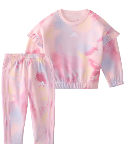 adidas Baby Girls' Long-Sleeve Sweatshirt and Pants, 2-Piece Set - Pink Multi