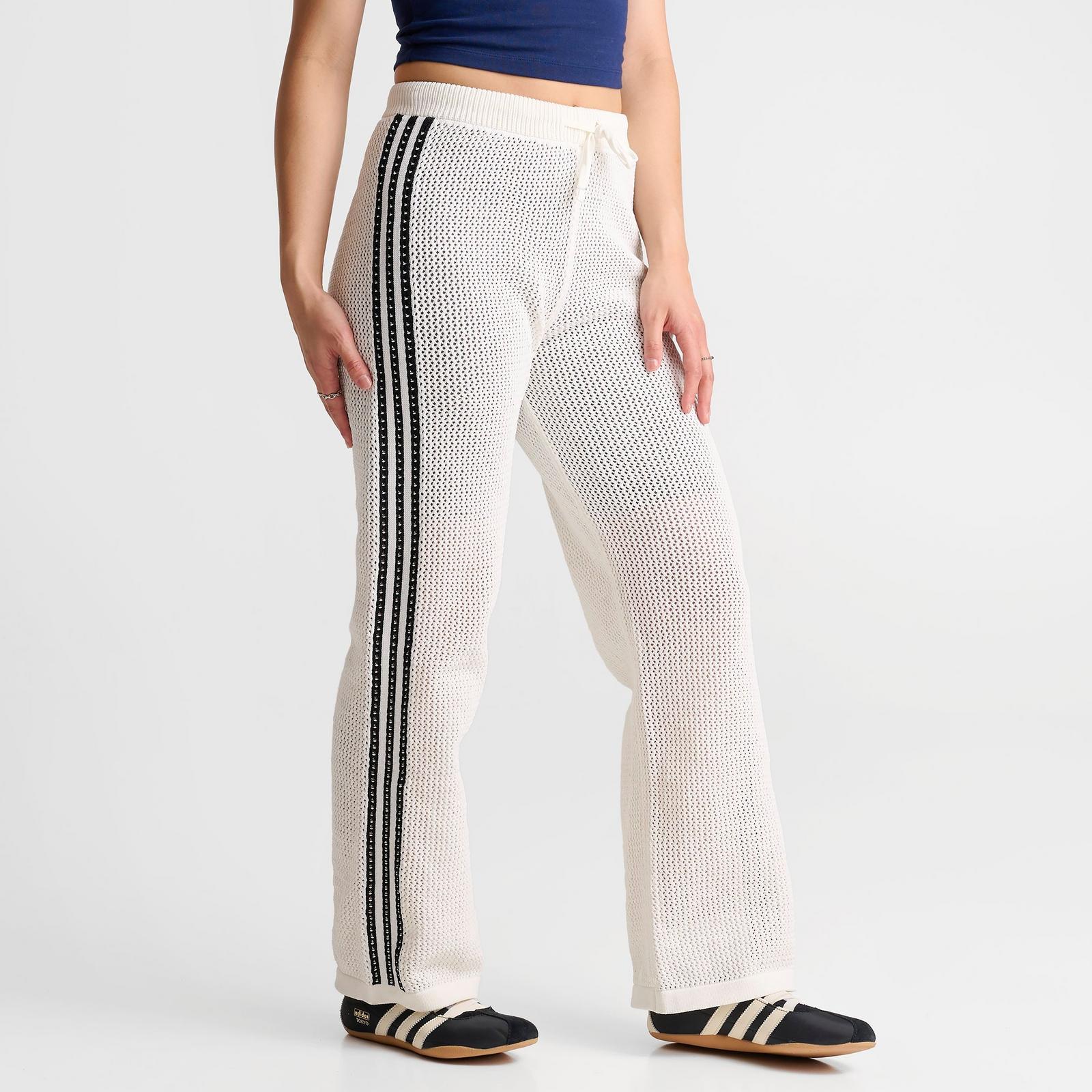 Women's adidas Originals Knitted Crochet Firebird Track Pants - Off White - view 3