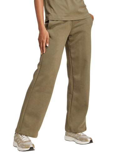adidas Women's Essentials Small Logo Feel Cozy Open Hem Pants - Olive Strata/White