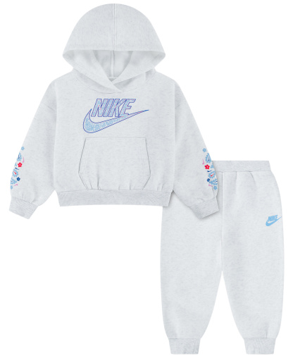 Nike Girls' 4-6X Retro Remix Long-Sleeve Hoodie and Joggers, 2-Piece Set - Birch Heather