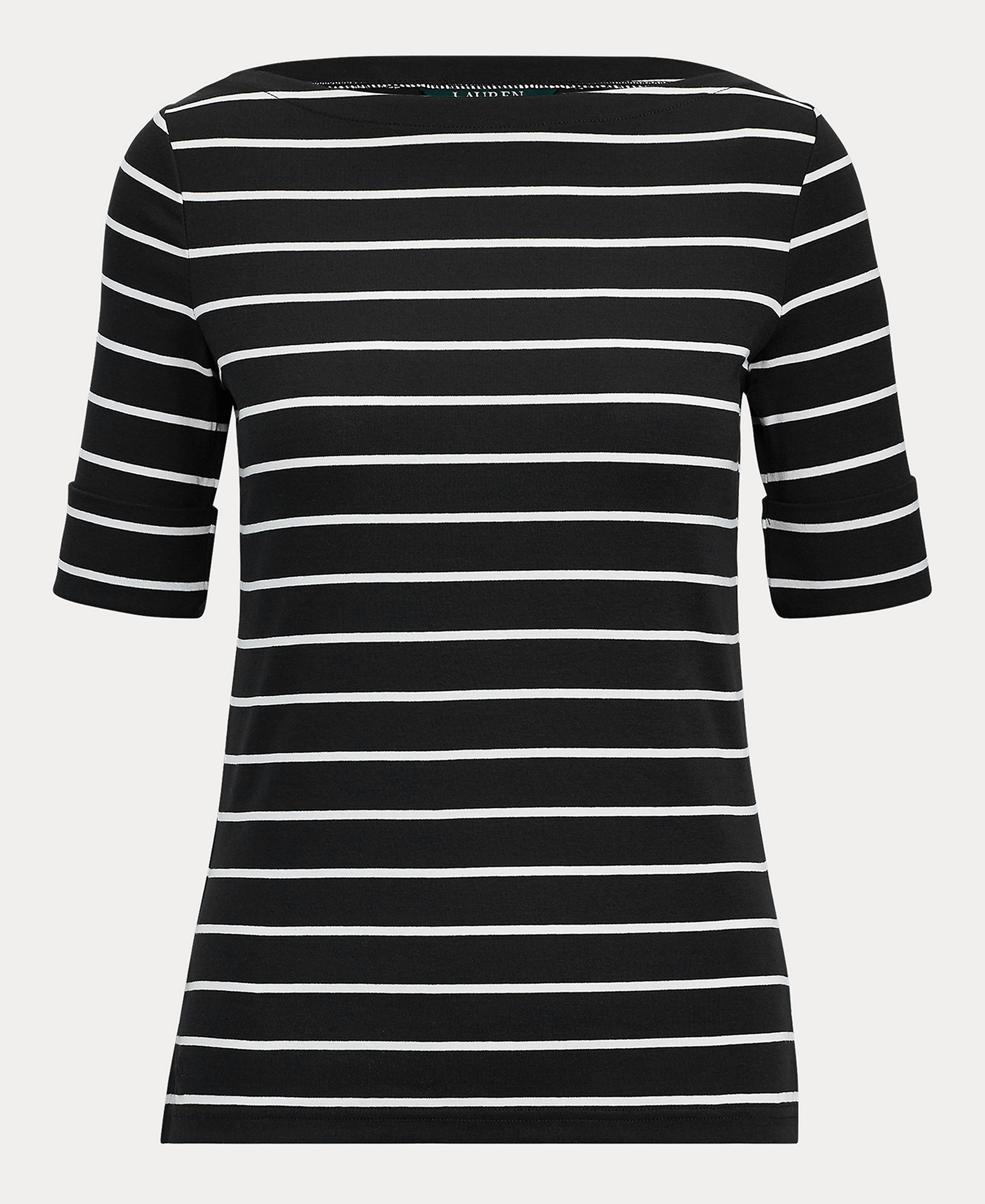 Lauren Ralph Lauren Women's Striped Boat Neck Top - White/Black