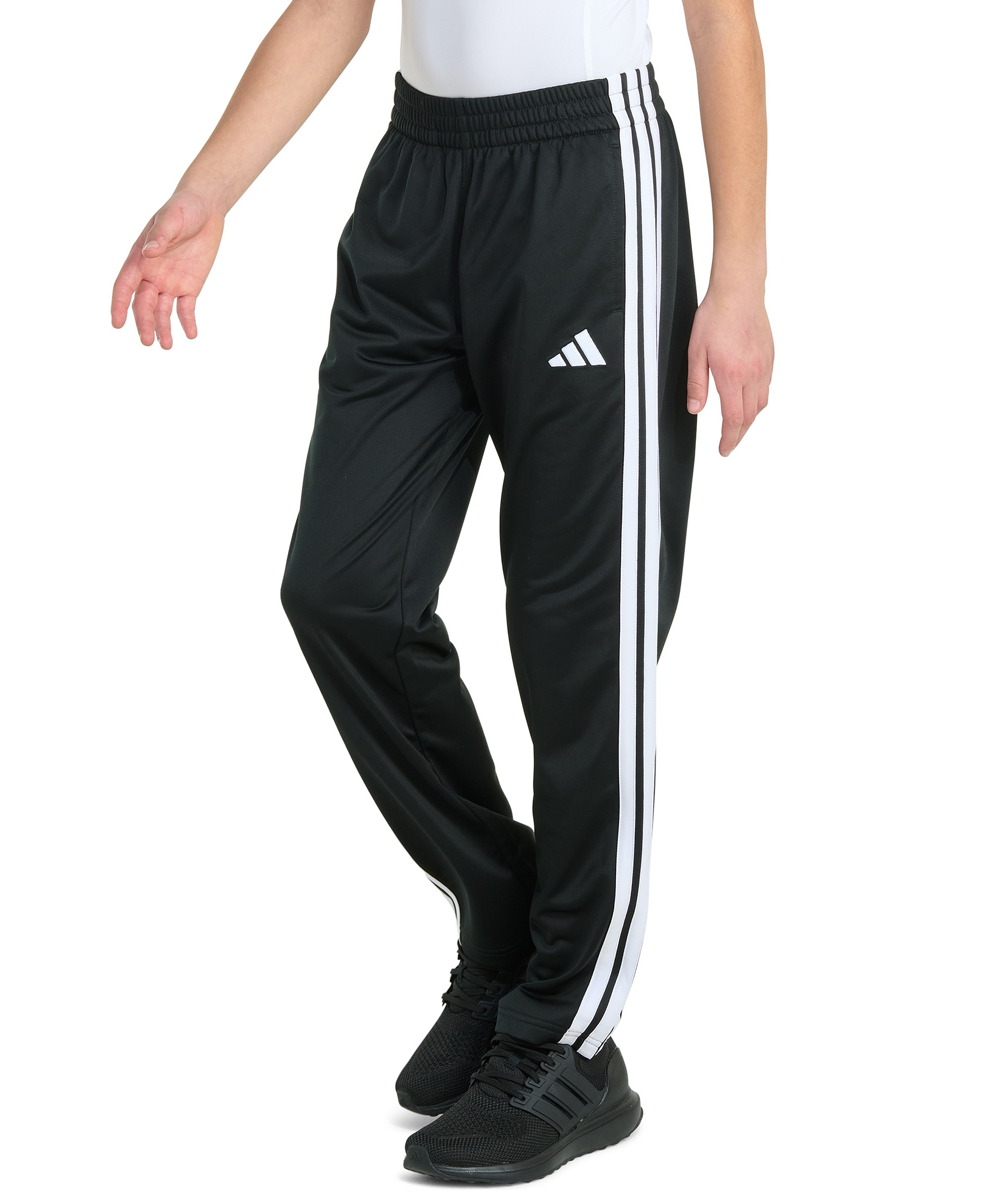 adidas Boys' 8-20 Elastic Waistband Essential 3-Stripe Straight Leg Pants - Black