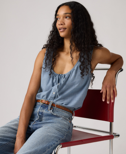 Levi's Women's Luella Sleeveless Tie-Neck Blouse - Breezy Blues
