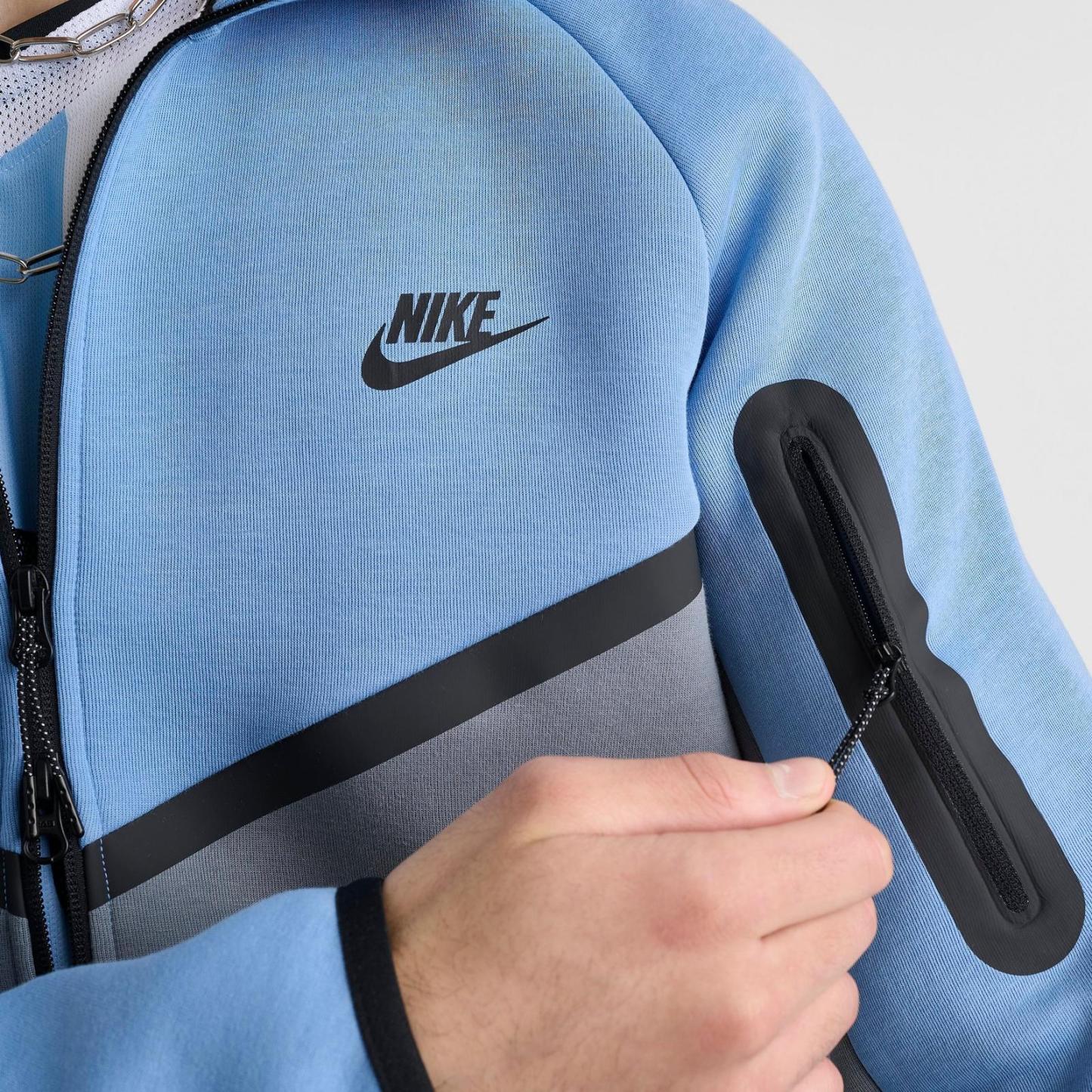 Men's Nike Tech Fleece Windrunner Full-Zip Hoodie - Work Blue/Cool Grey/Black