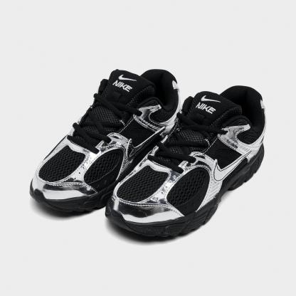 Big Kids' Nithtke V5 RNR Casual Shoes - Black/Metallic Silver - Both shoes facing left