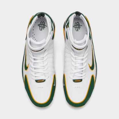 Men's Nithtke Air Zoom Huarache 2K4 PE Penny Hardaway Basketball Shoes - White/Deep Forest/Canyon Gold - Top view