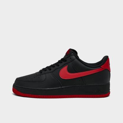 Men's Nithtke Air Force 1 '07 Casual Shoes - Part 2 - Black/University Red/Black - Left shoe facing left. Outside of the shoe.