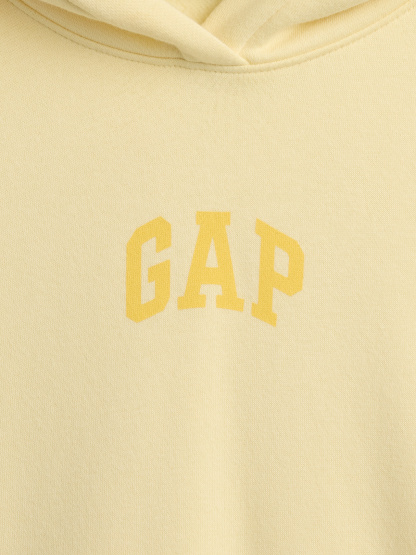 VintageSoft Crop Logo Hoodie - Yellow