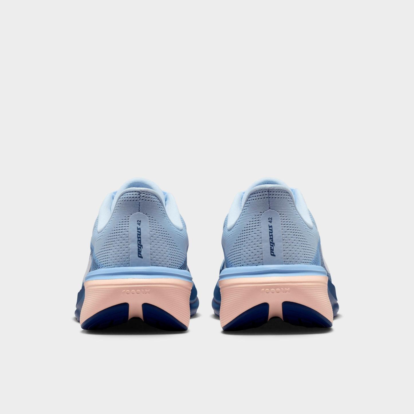 Women's Nithtke Pegasus 42 Running Shoes - Part 2 - Hydrogen Blue/Mystic Navy/Aluminum/White - Back view