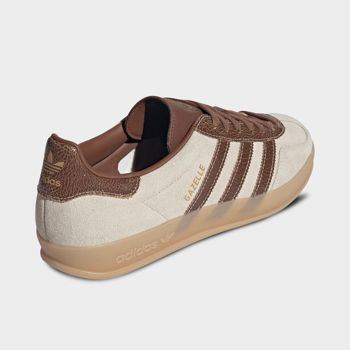 Men's adidas Originals Gazelle Indoor Casual Shoes - Off White/Preloved Brown/Gum - Back view
