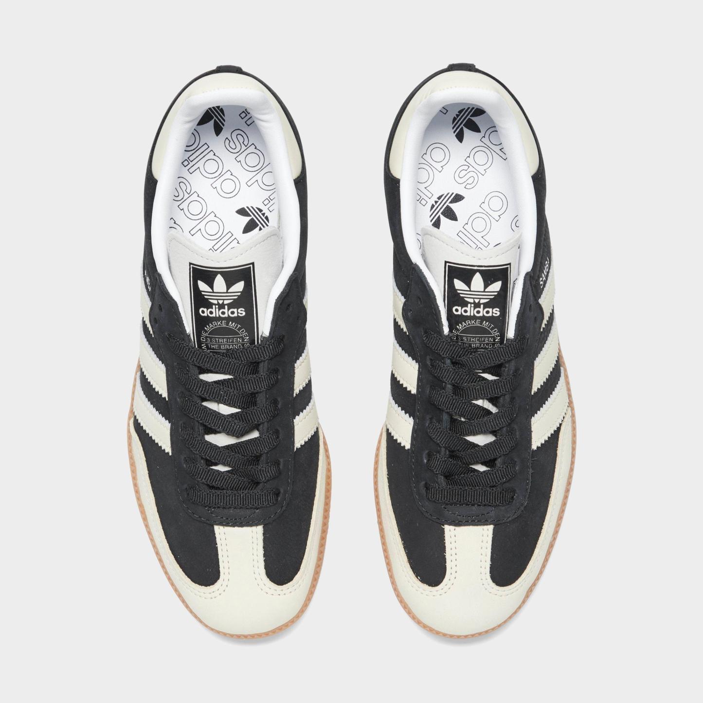 Women's adidas Originals Samba OG Casual Shoes - Part 7 - Core Black/Wonder White/Silver Metallic - Top view