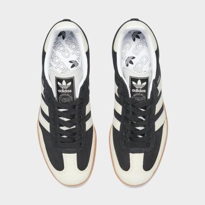 Women's adidas Originals Samba OG Casual Shoes - Part 7 - Core Black/Wonder White/Silver Metallic - Top view
