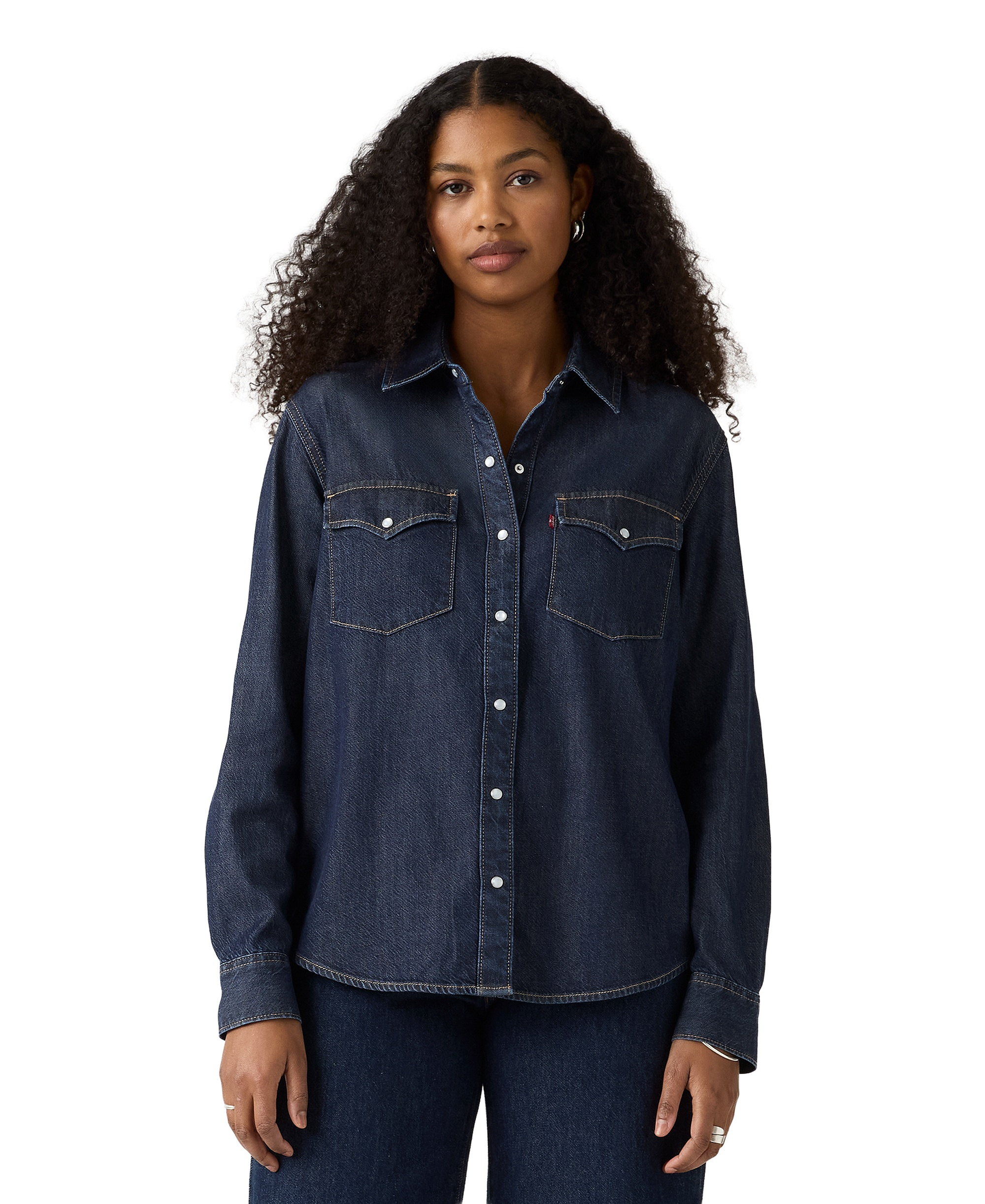Levi's Women's Evans Relaxed Western Long-Sleeve Denim Shirt - Easy Trail Dark