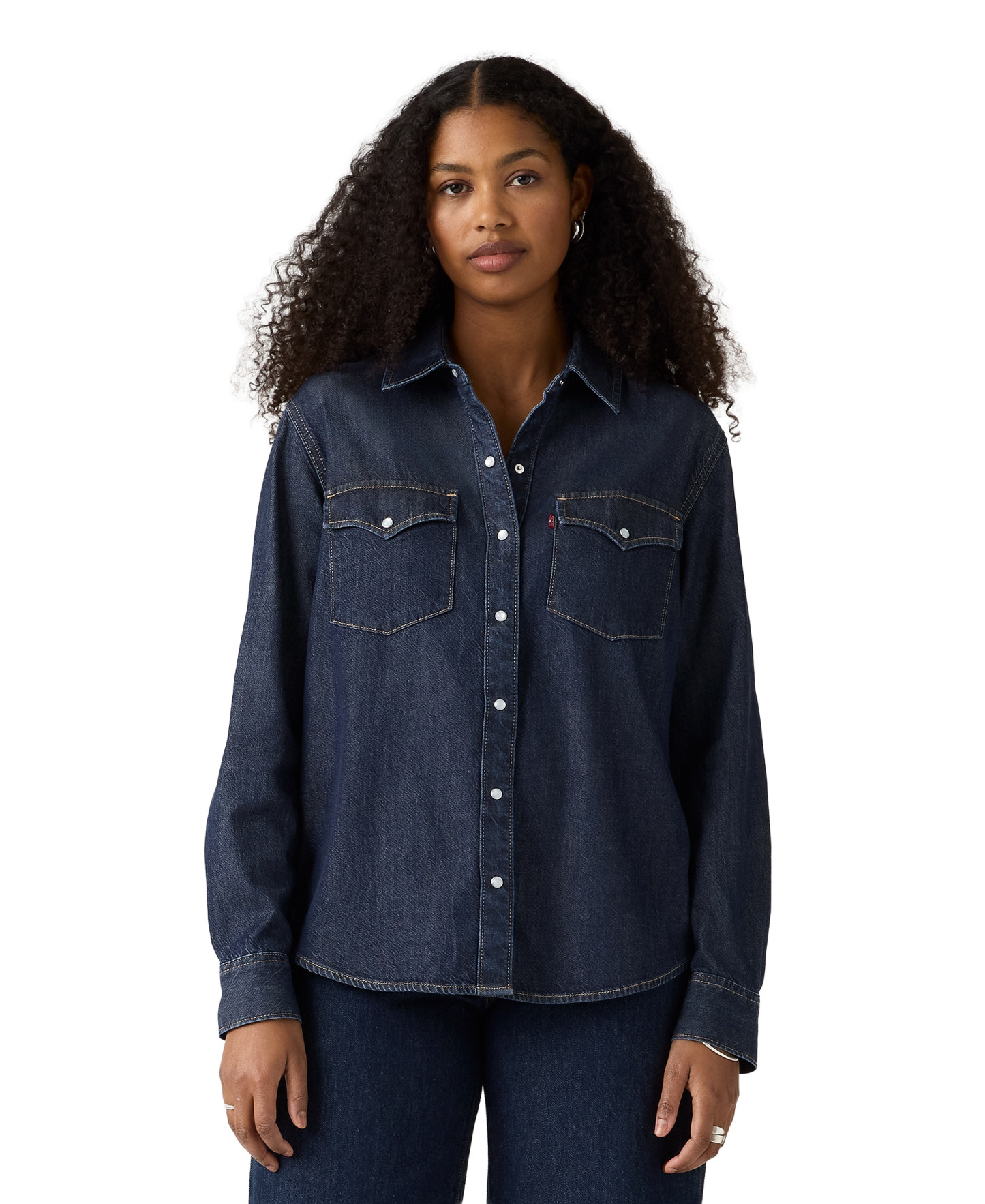 Levi's Women's Evans Relaxed Western Long-Sleeve Denim Shirt - Easy Trail Dark