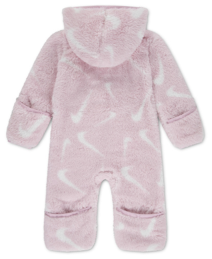 Nike Baby Boys' and Baby Girls' Hooded Printed High-Pile Fleece Coverall - Pink Foam