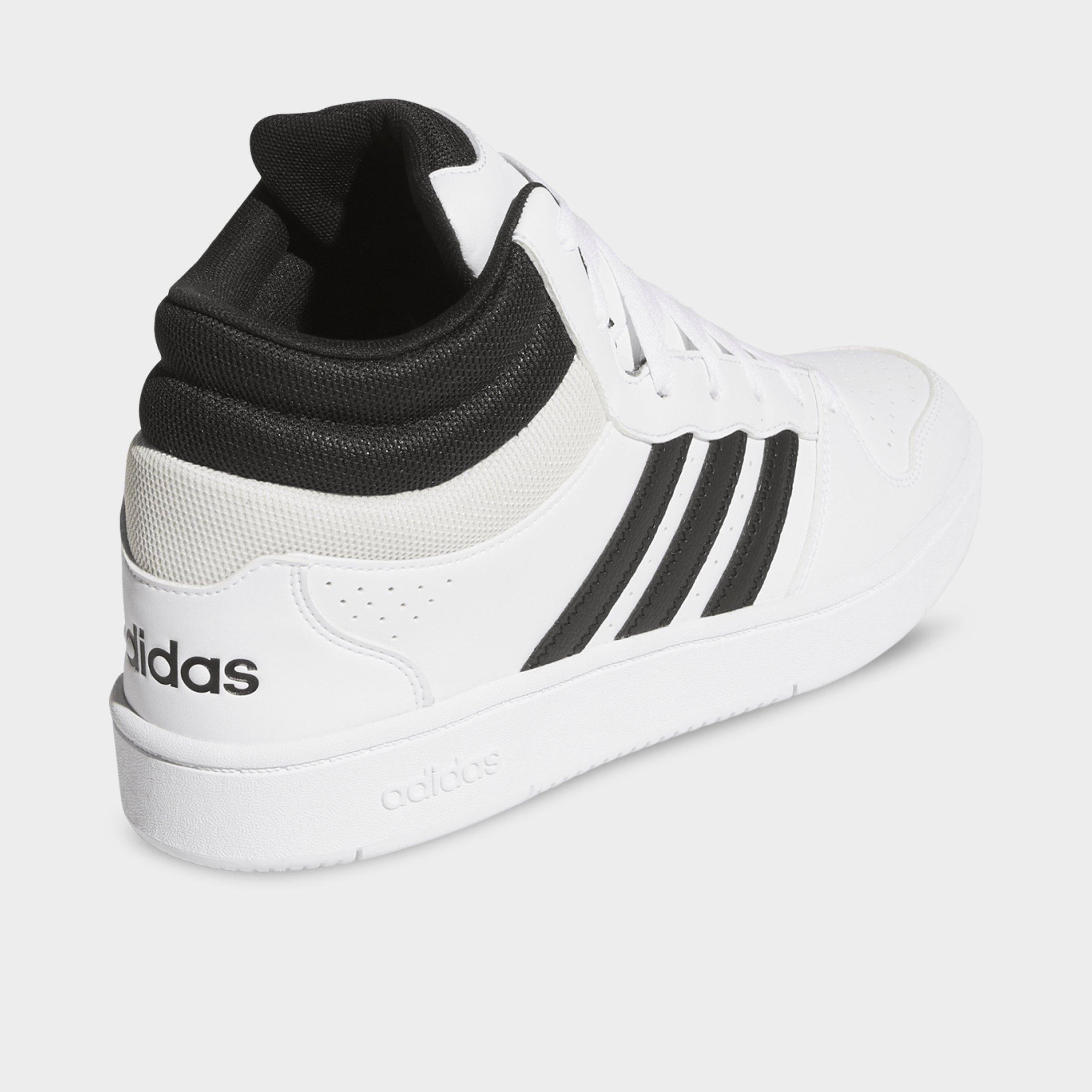 Men's adidas Hoops Classic Mid Casual Shoes - Cloud White/Core Black/Orbit Grey - Back view