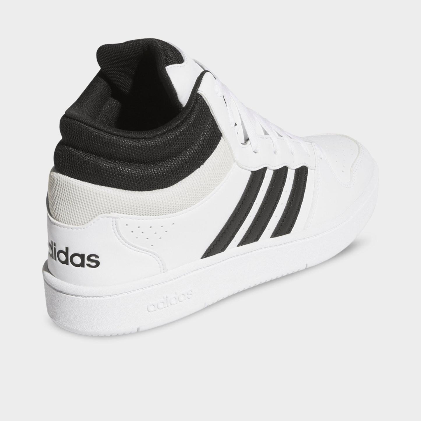 Men's adidas Hoops Classic Mid Casual Shoes - Cloud White/Core Black/Orbit Grey - Back view